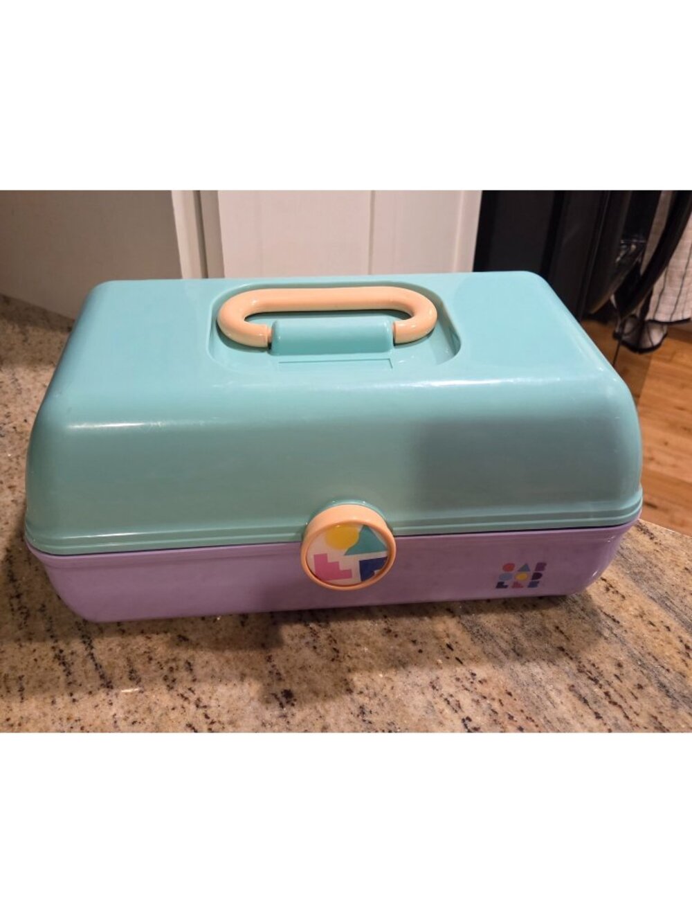 Caboodles Lavender Purple & Mint Green Makeup Carrying Case Mirror Fold out